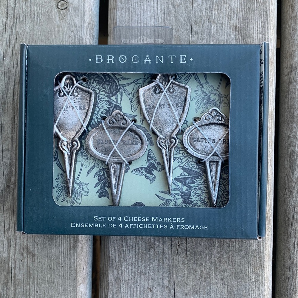 NEW Brocante  Set of 4 Cheese Markers Dairy Free/ Gluten Free